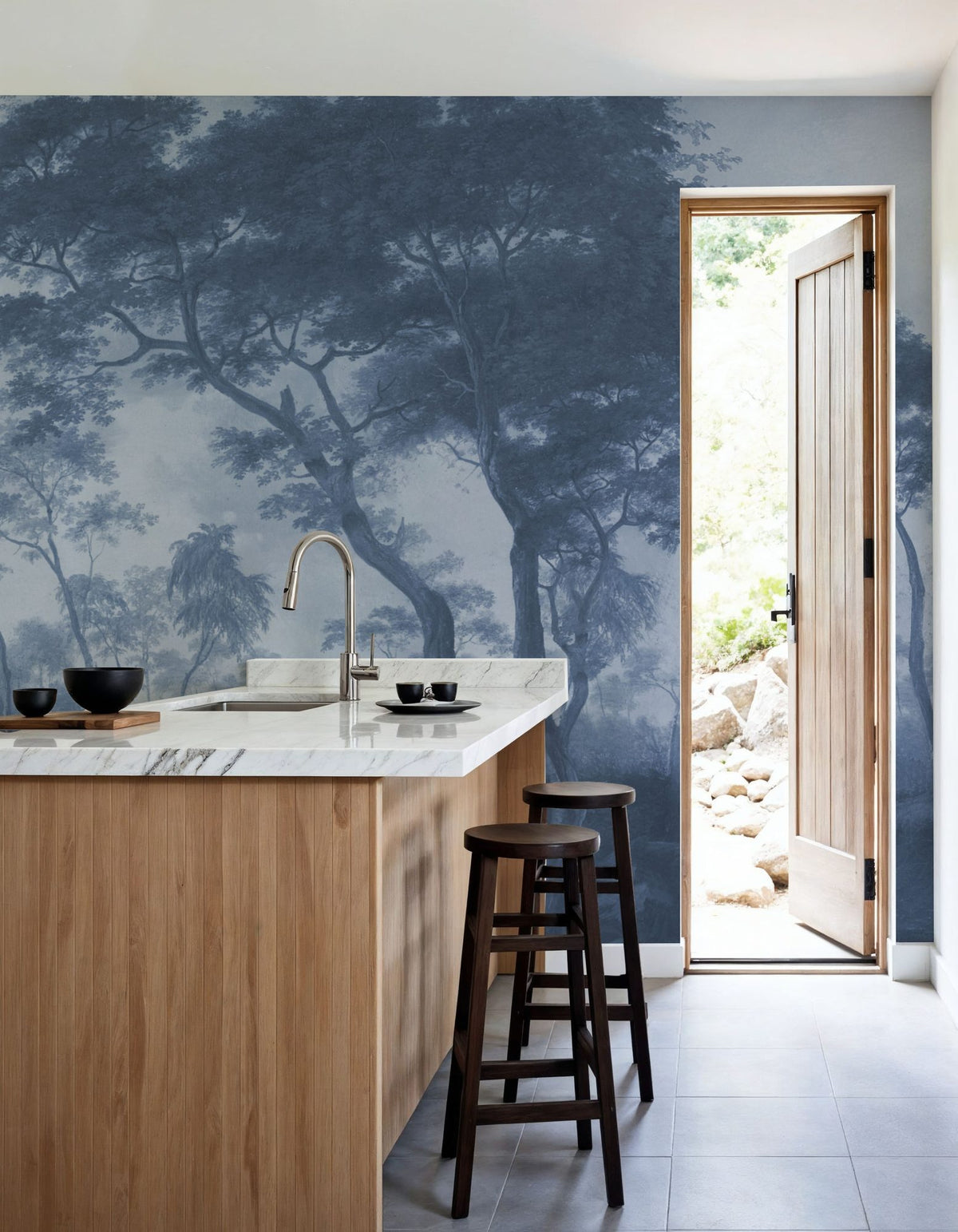 Woodland Brook, Blues Mural Wallpaper - room preview 06