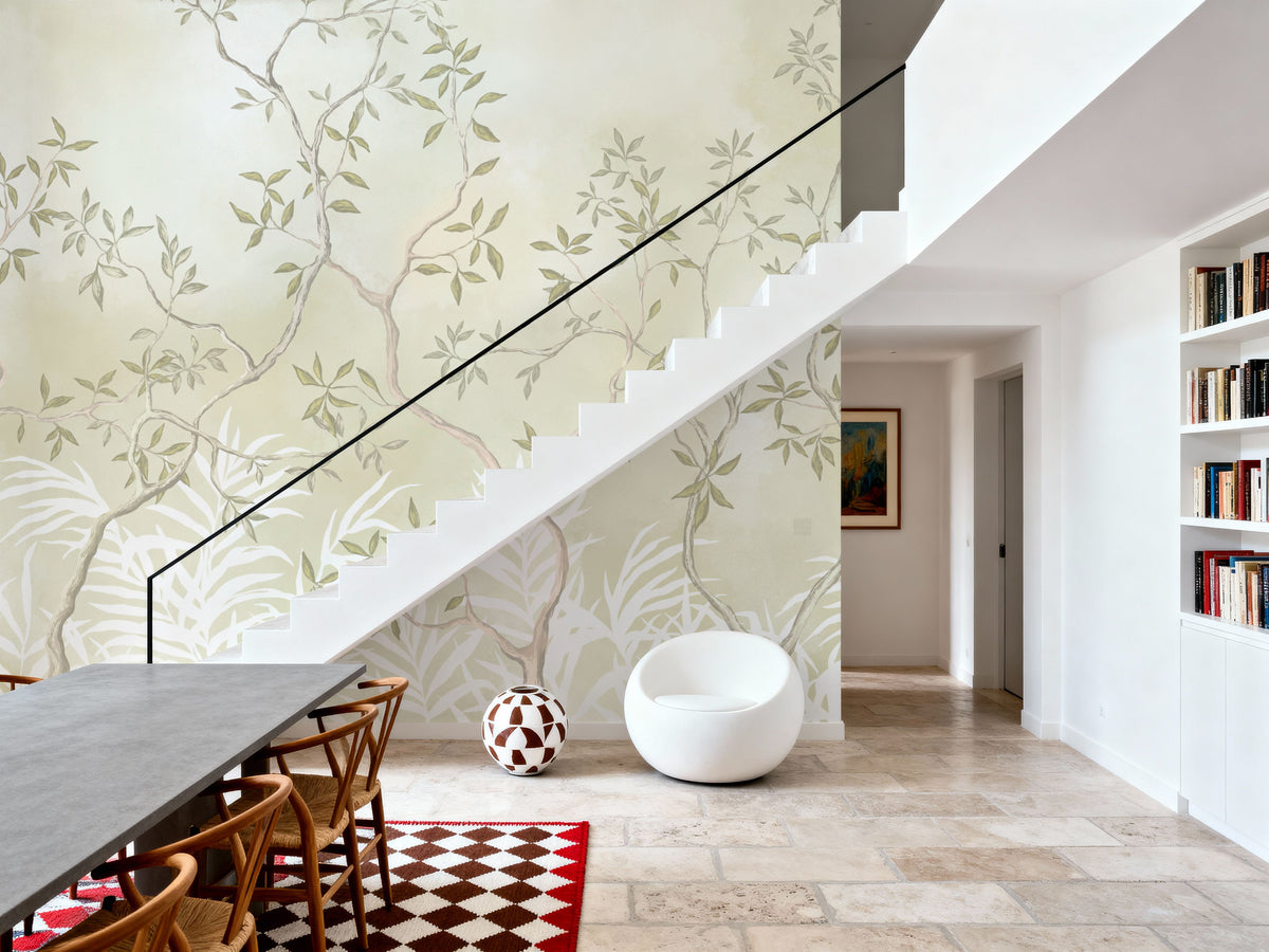 Watercolor Botanicals Mural Wallpaper - room preview 06