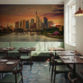 Frankfurt Skyline At Sunset Mural Wallpaper - room preview 06