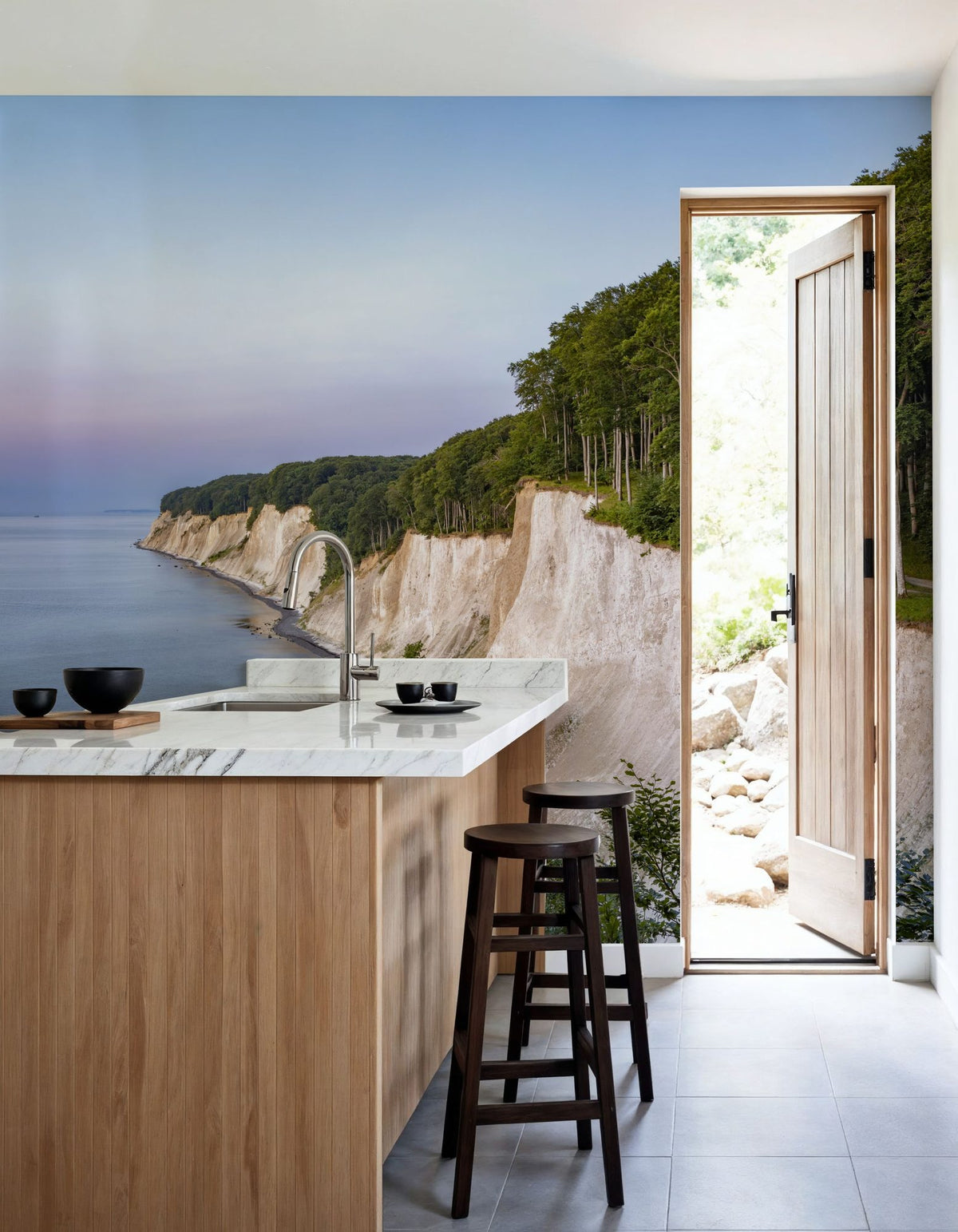 Chalk Cliffs Mural Wallpaper - Neutral Tone - room preview 06