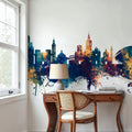 Valencia Spain Skyline Blue & Bronze Mural Wallpaper - room preview 06