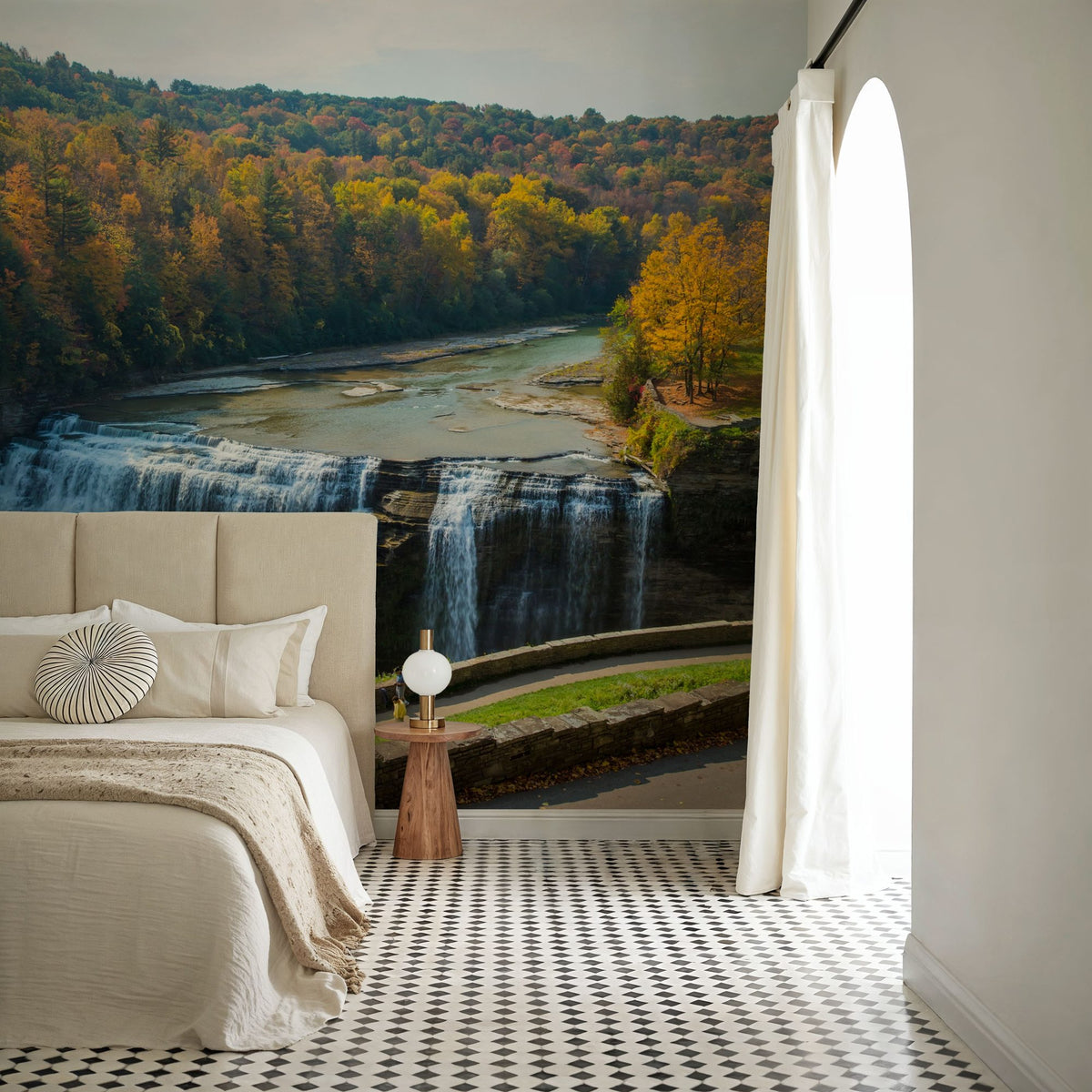 Middle Falls in Autumn Mural Wallpaper - room preview 06