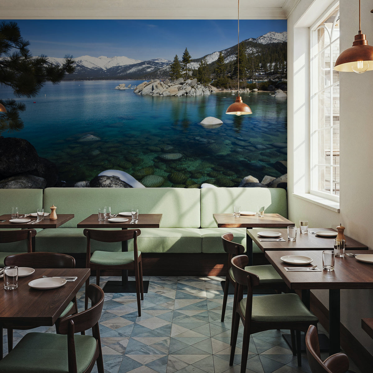 Crystal Alpine Lake Mural Wallpaper - room preview 06