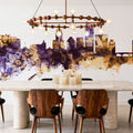 Providence Rhode Island Skyline Purple & Gold Mural Wallpaper - room preview 06