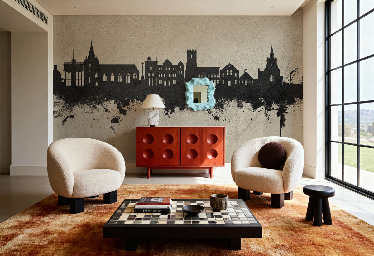 Maldon England Skyline Concrete Mural Wallpaper - room preview 06