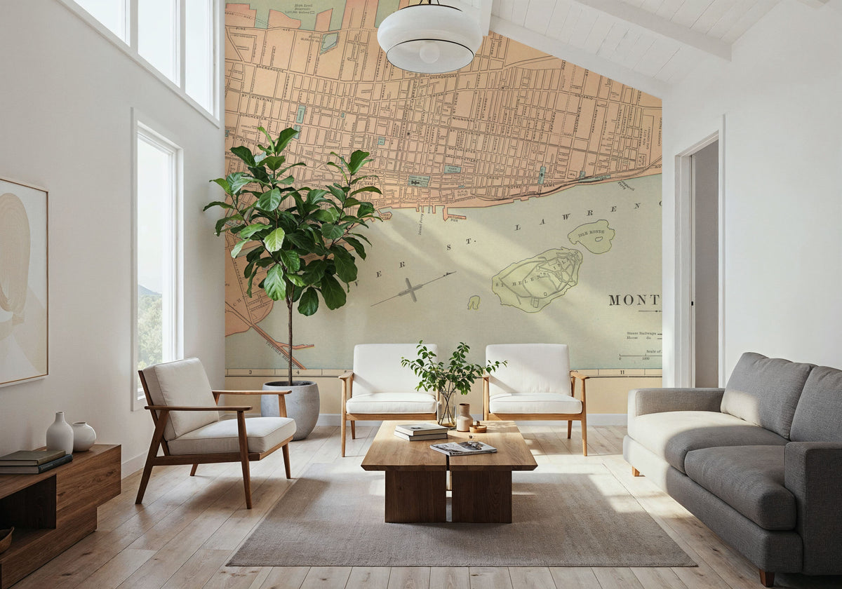 Map of Montreal Mural Wallpaper - room preview 06