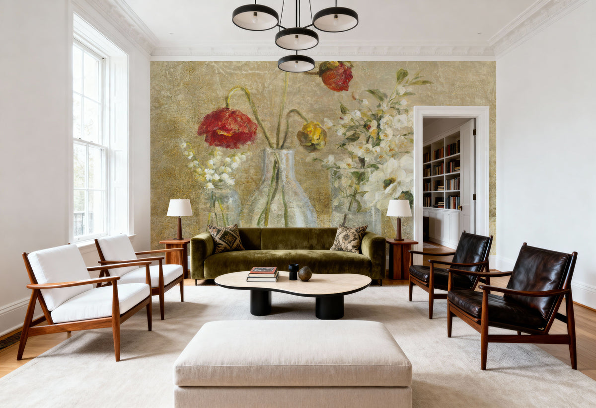 Spring Flowers in Vasesa Mural Wallpaper - room preview 06