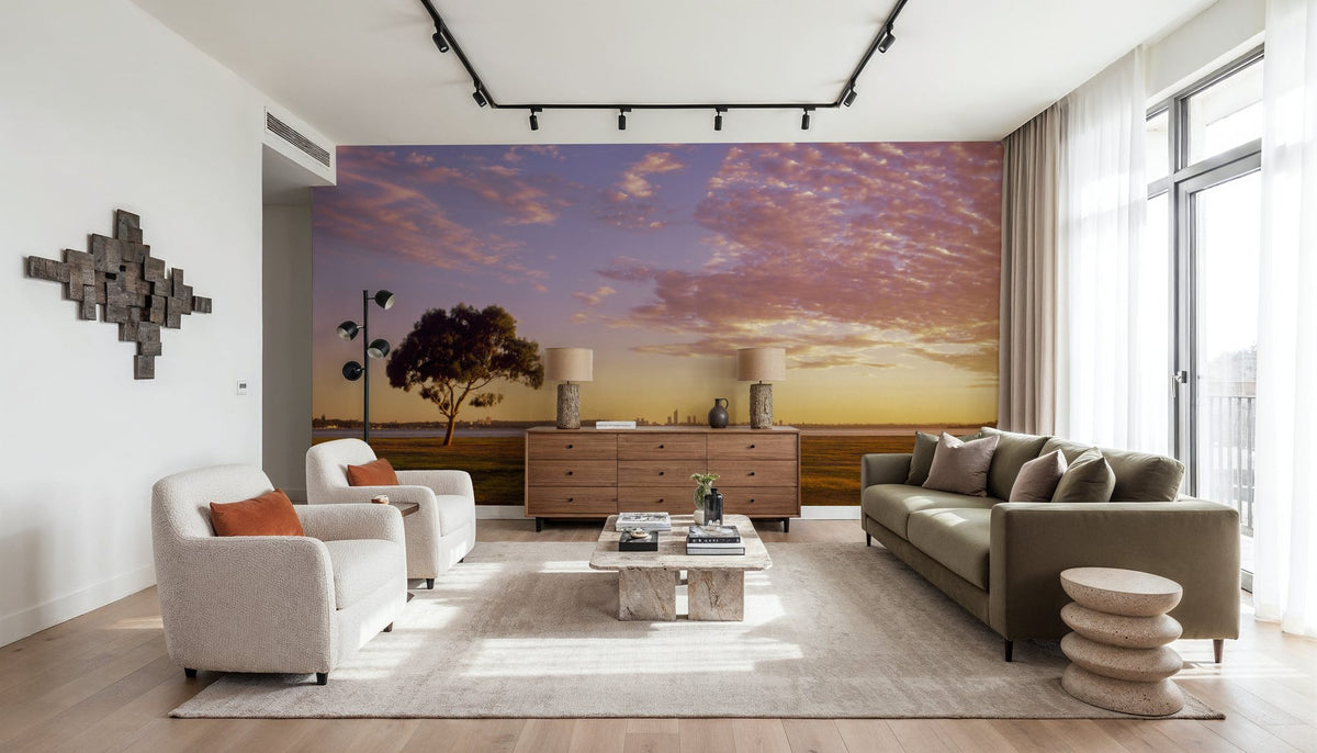 Twilight Solitude Orange Mural Wallpaper - room preview 06