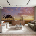 Twilight Solitude Orange Mural Wallpaper - room preview 06