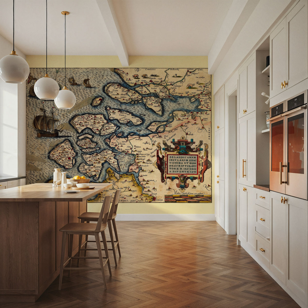 Old Map of the Netherlands, No.I, 1570 Mural Wallpaper - room preview 06