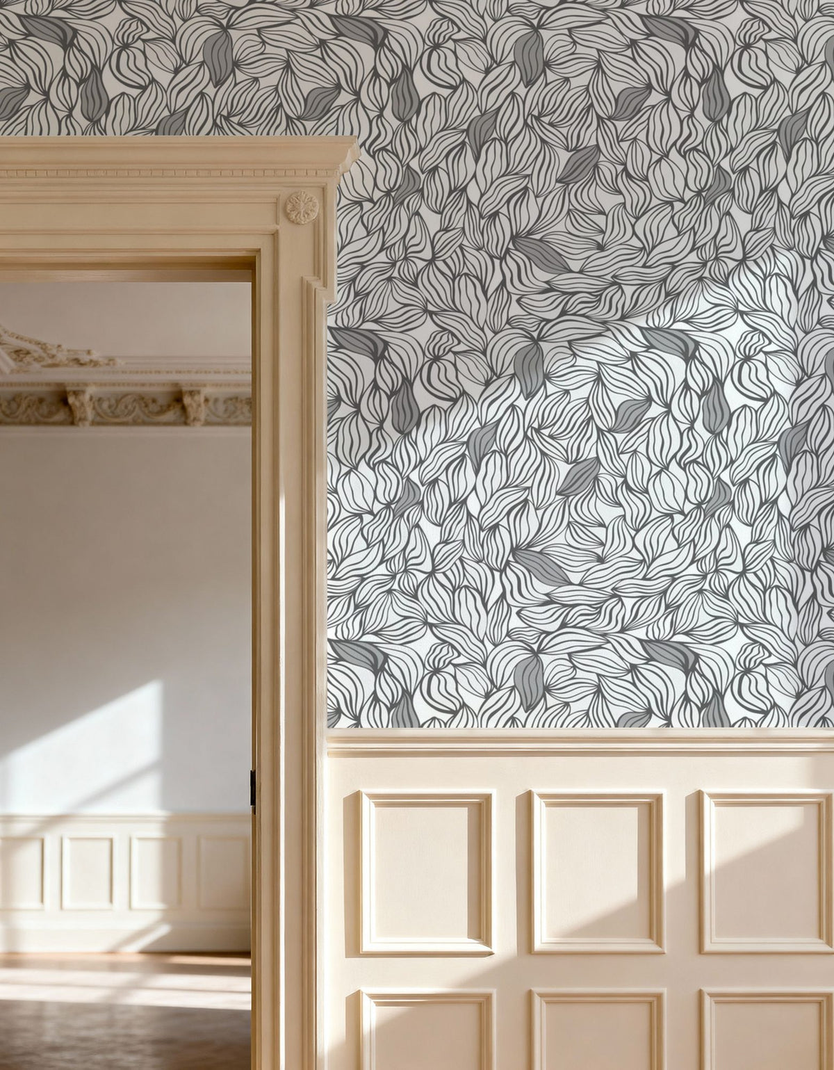 Negative Leaf, Stone Mural Wallpaper - room preview 06