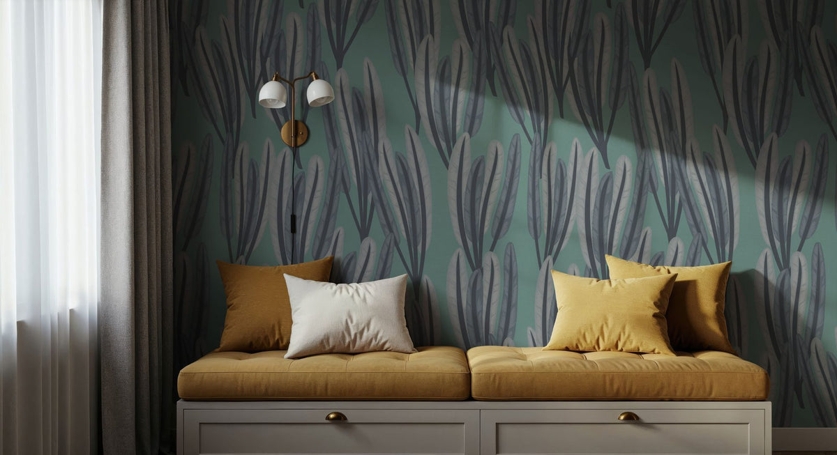Palm on Green Mural Wallpaper - room preview 06