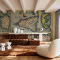 Old Map of Mediterranean Islands, 1570 Mural Wallpaper - room preview 06