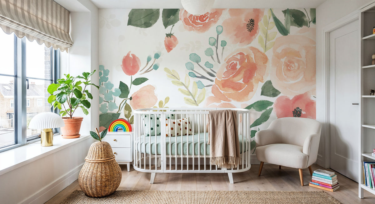 Blooming Delight III White Mural Wallpaper - room preview 06