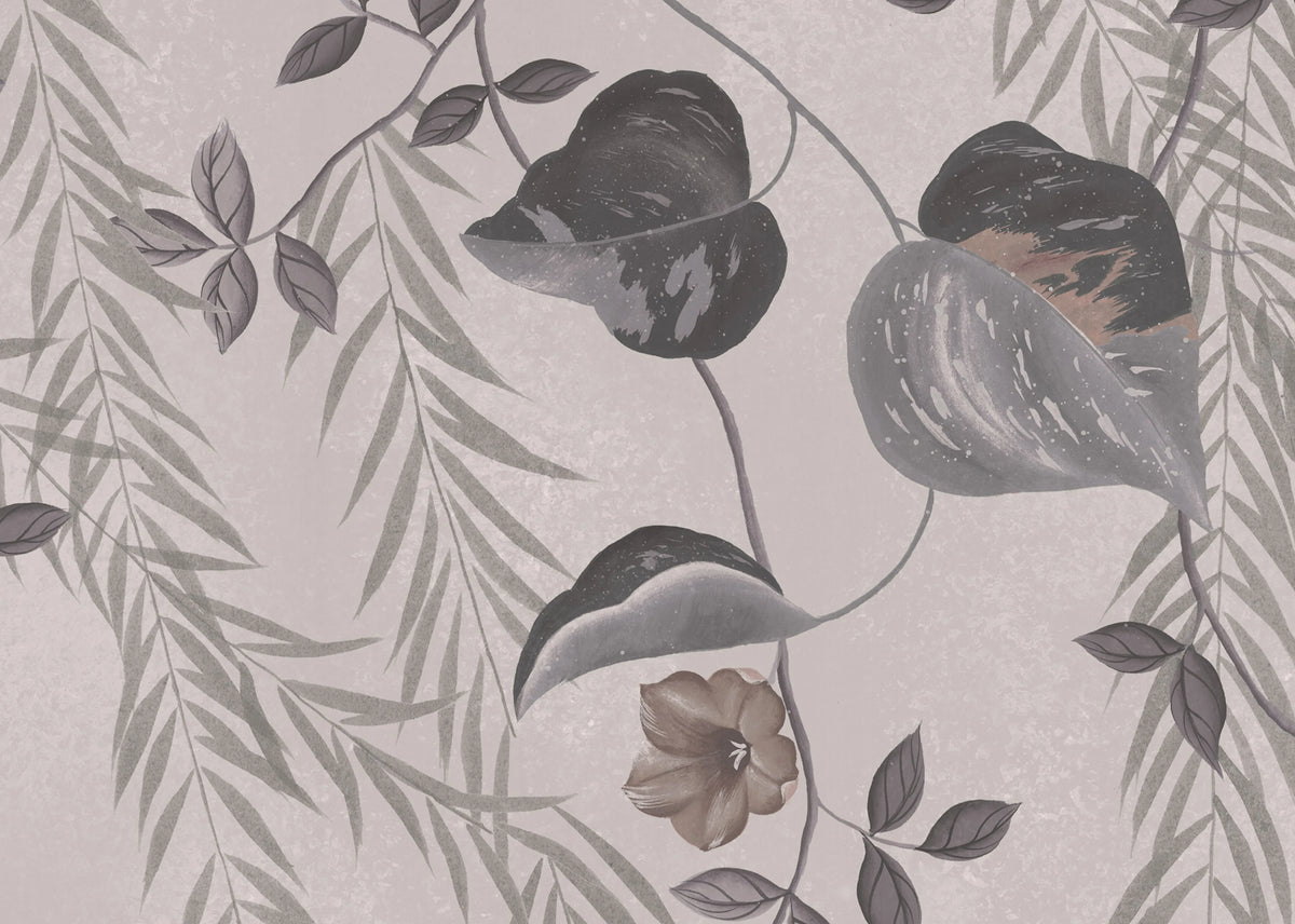 Lush Foliage, Rose Dust Mural Wallpaper - room preview 06