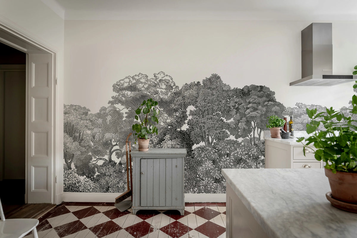 Bellewood, Black Toile Mural Wallpaper - room preview 06