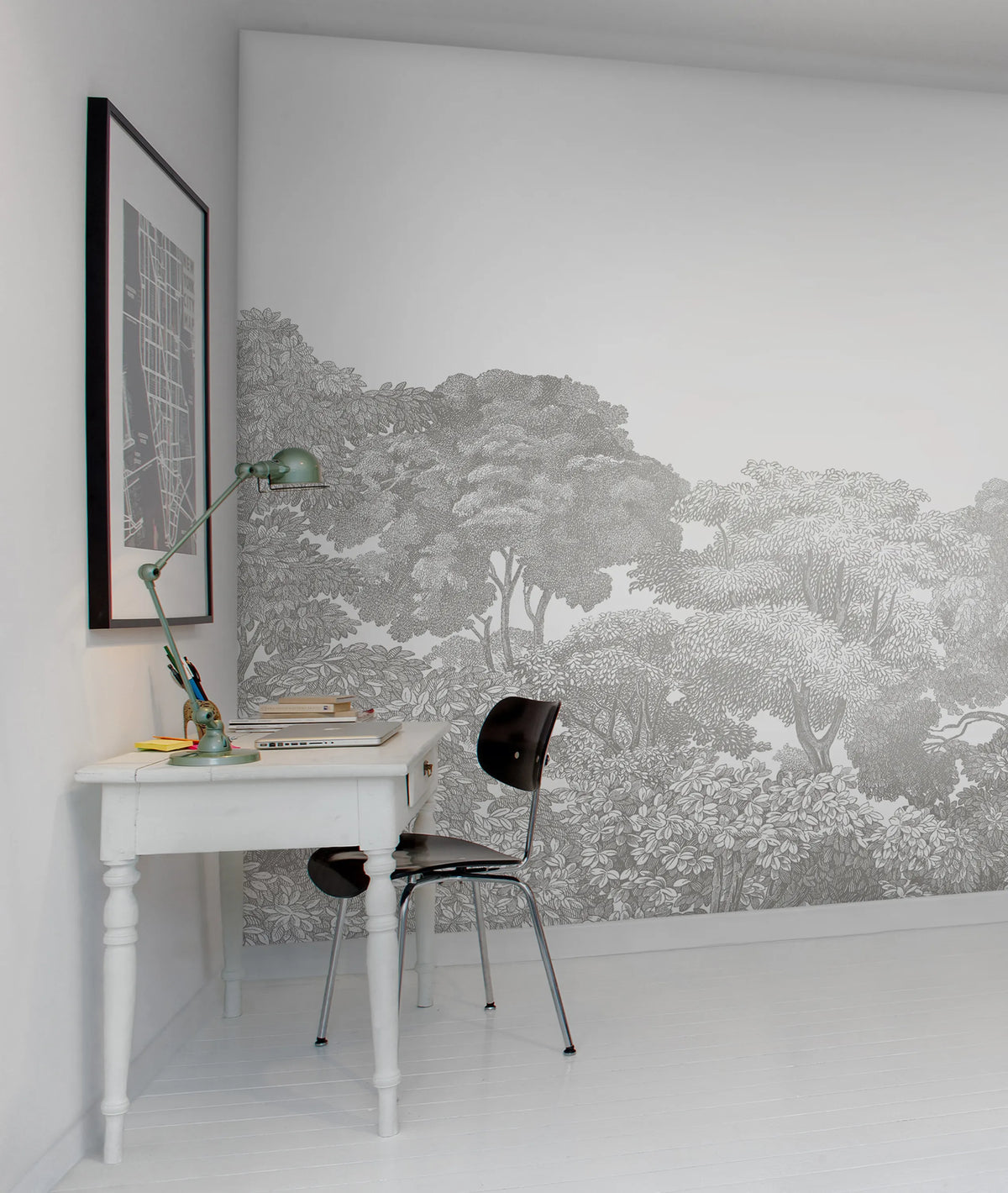Bellewood, Gray Toile Mural Wallpaper - room preview 06