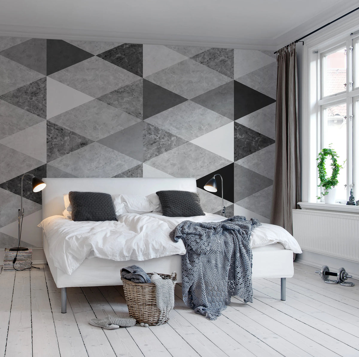Geometric Marble Mural Wallpaper - room preview 06