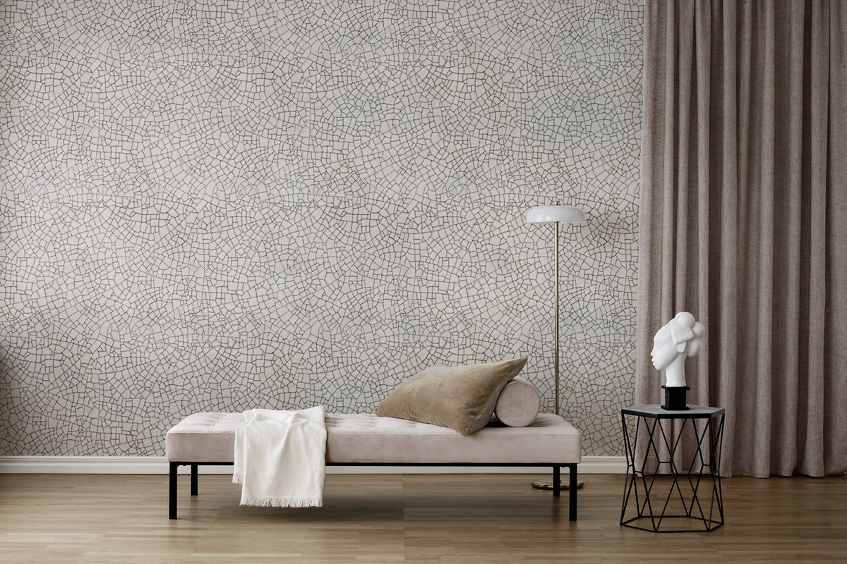 Raku Crackle, Cream Mural Wallpaper - room preview 06