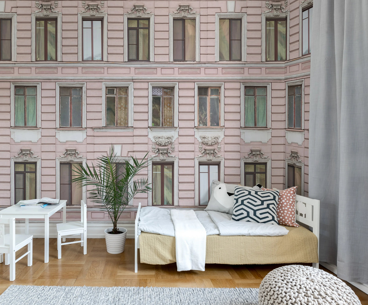Pink Facade Mural Wallpaper - room preview 06