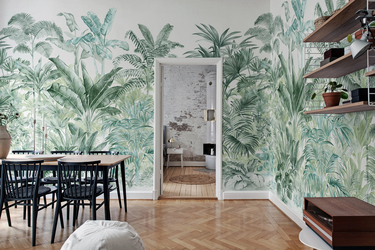 Pride Palms, Emerald Mural Wallpaper - room preview 06