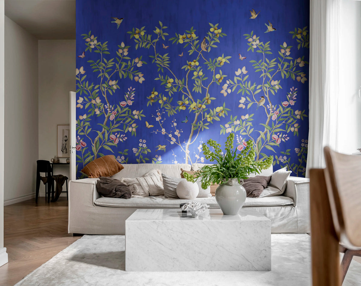 Chinoiserie Chic, Cobalt Mural Wallpaper - room preview 06