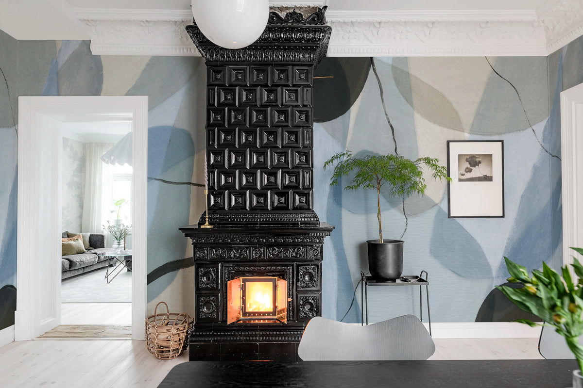 Asana, Ocean Blue Mural Wallpaper - room preview 06