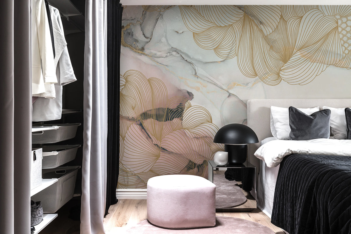 Opulence, Pink Marble Mural Wallpaper - room preview 06