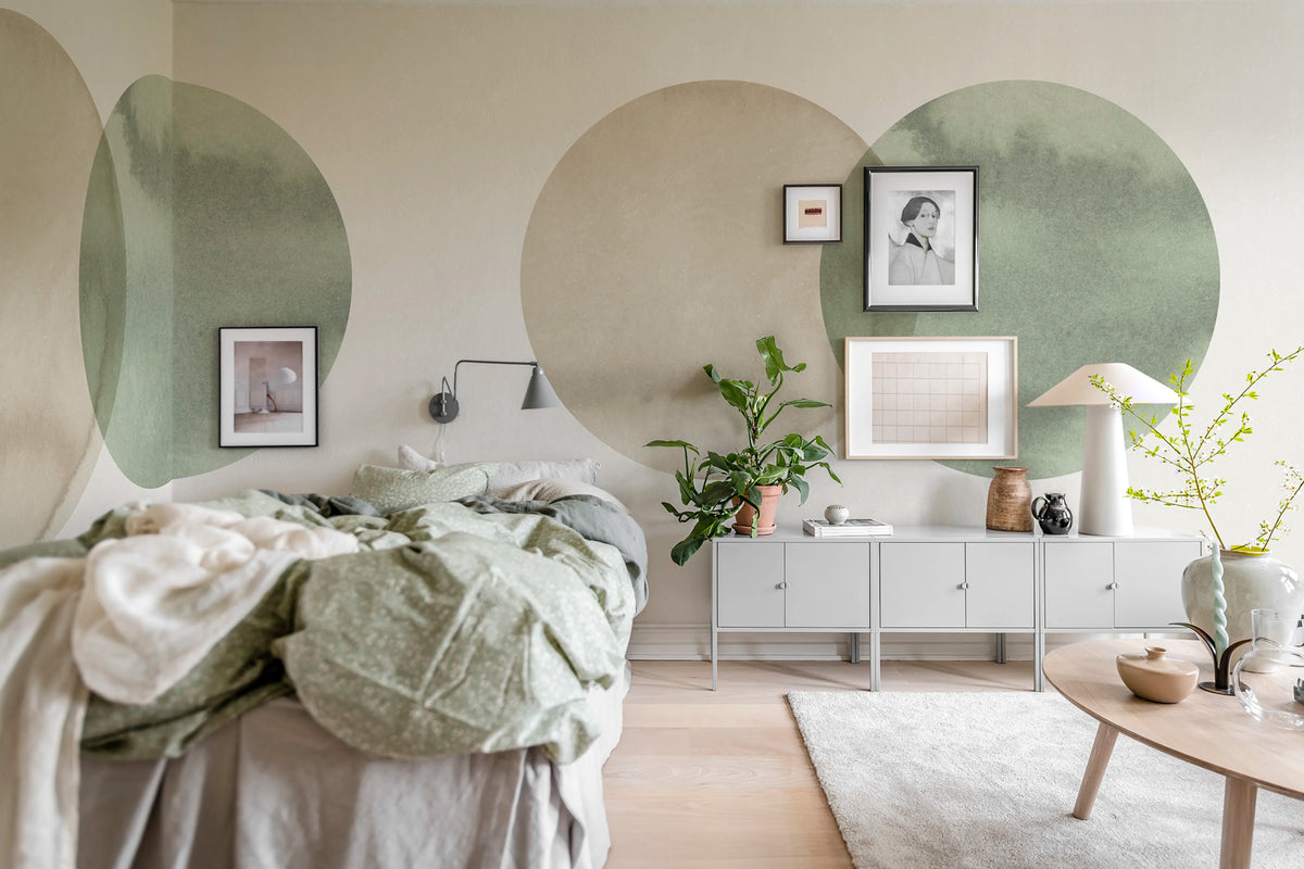 Eclipse, Beige Green Mural Wallpaper - room preview 06