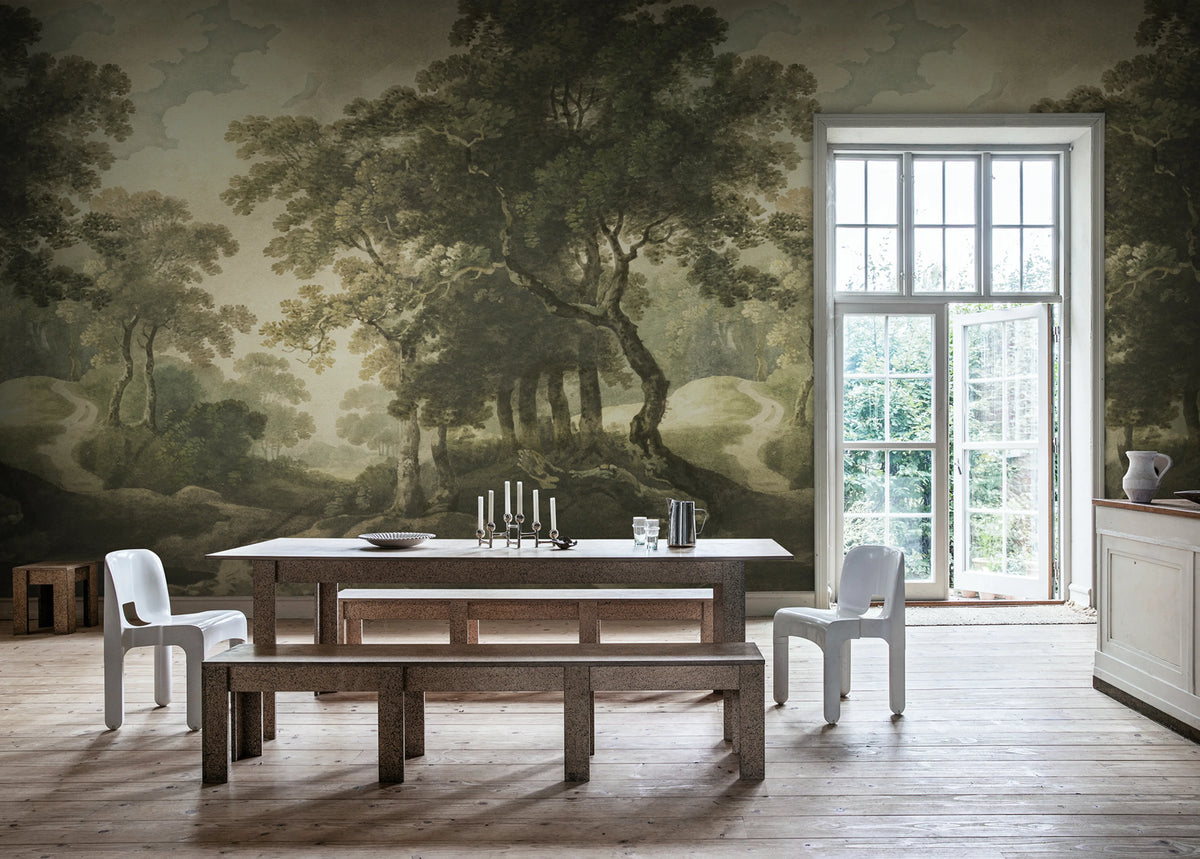 The Vintage Grove, Green Mural Wallpaper - room preview 06