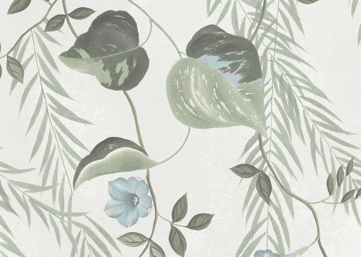Lush Foliage, Sage Tint Mural Wallpaper - room preview 07