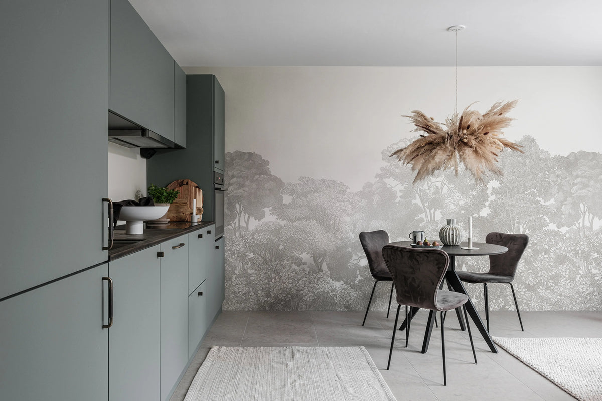 Bellewood, Gray Toile Mural Wallpaper - room preview 07