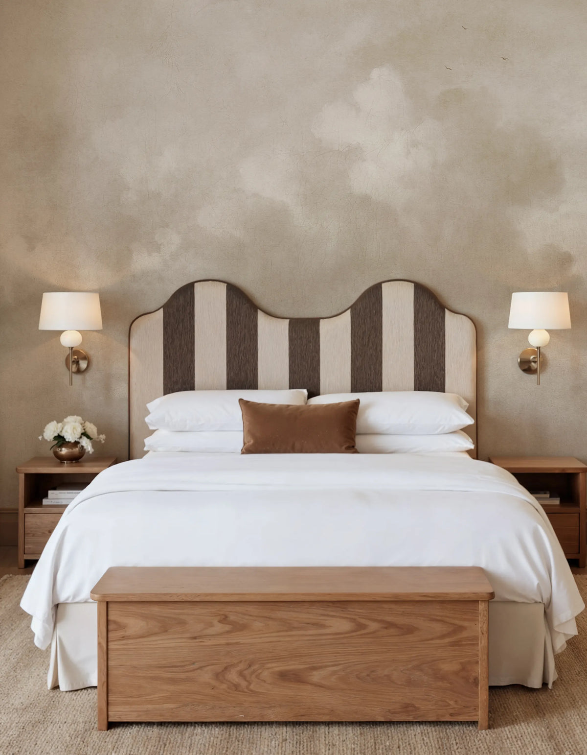 Vintage Clouds, Beige Mural Wallpaper - room preview 07