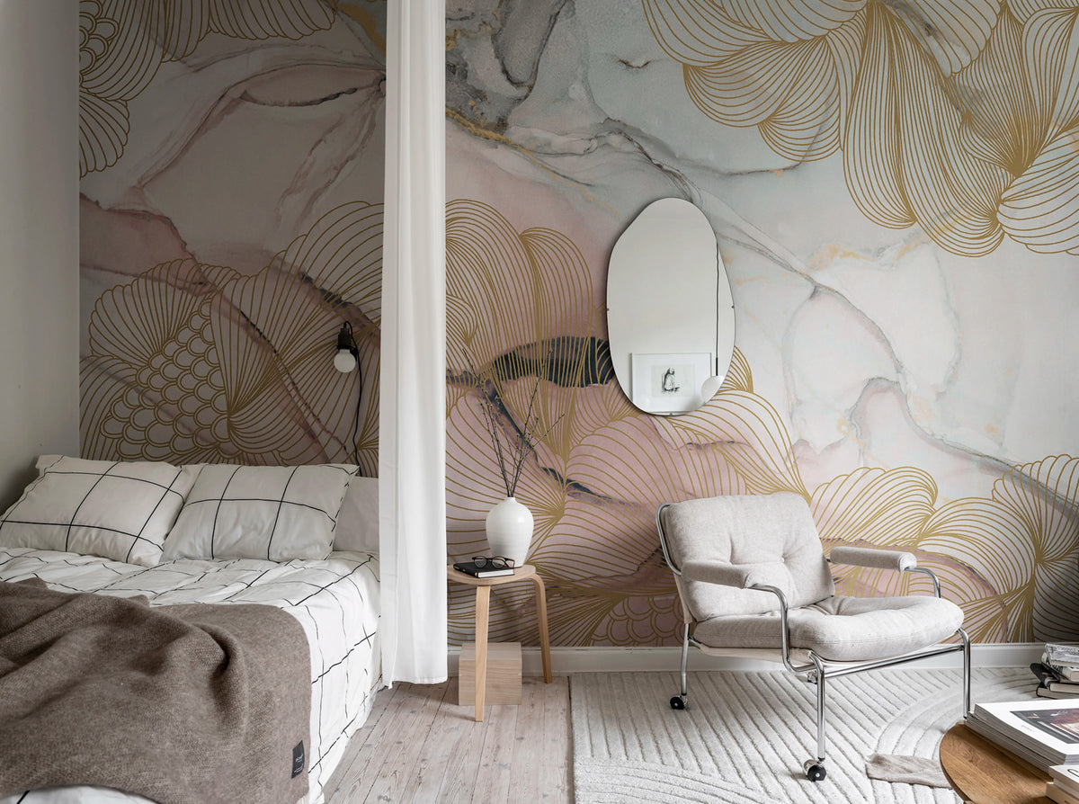 Opulence, Pink Marble Mural Wallpaper - room preview 08